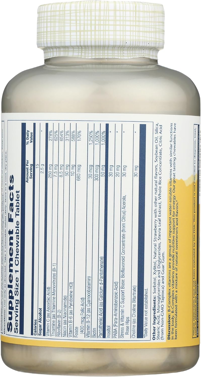 SOLARAY Chewable B-Complex, Strawberry, 50 Tablets