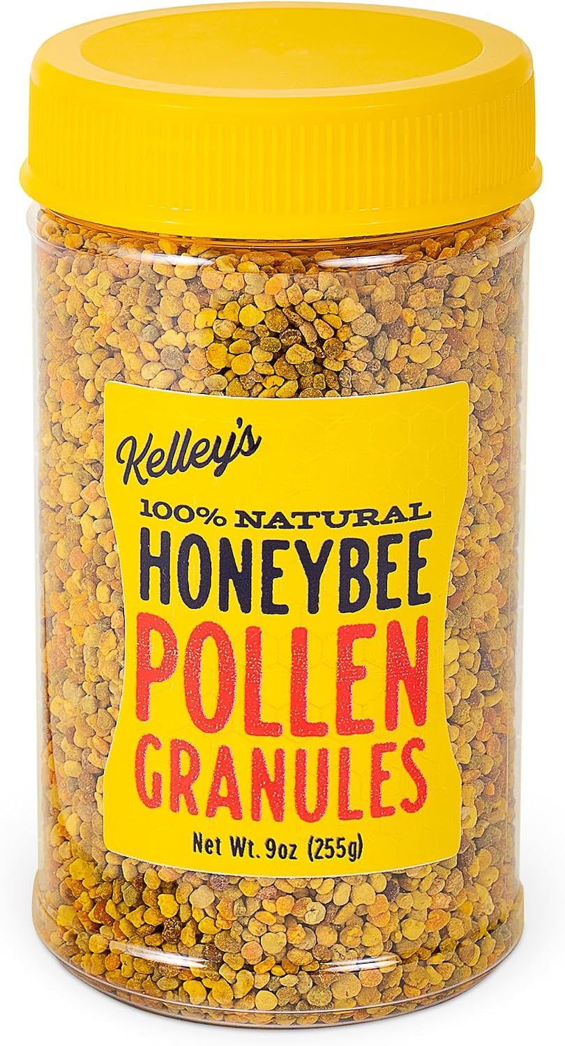 Polen de Abeja de Kelley's, 255 g – Gránulos de Polen Crudo 100% Puro, Certificado GO TEXAN – Vitaminas, Enzimas, Aminoácidos y Proteínas Naturales – Sin Gluten, No GMO, Paleo y Keto Friendly