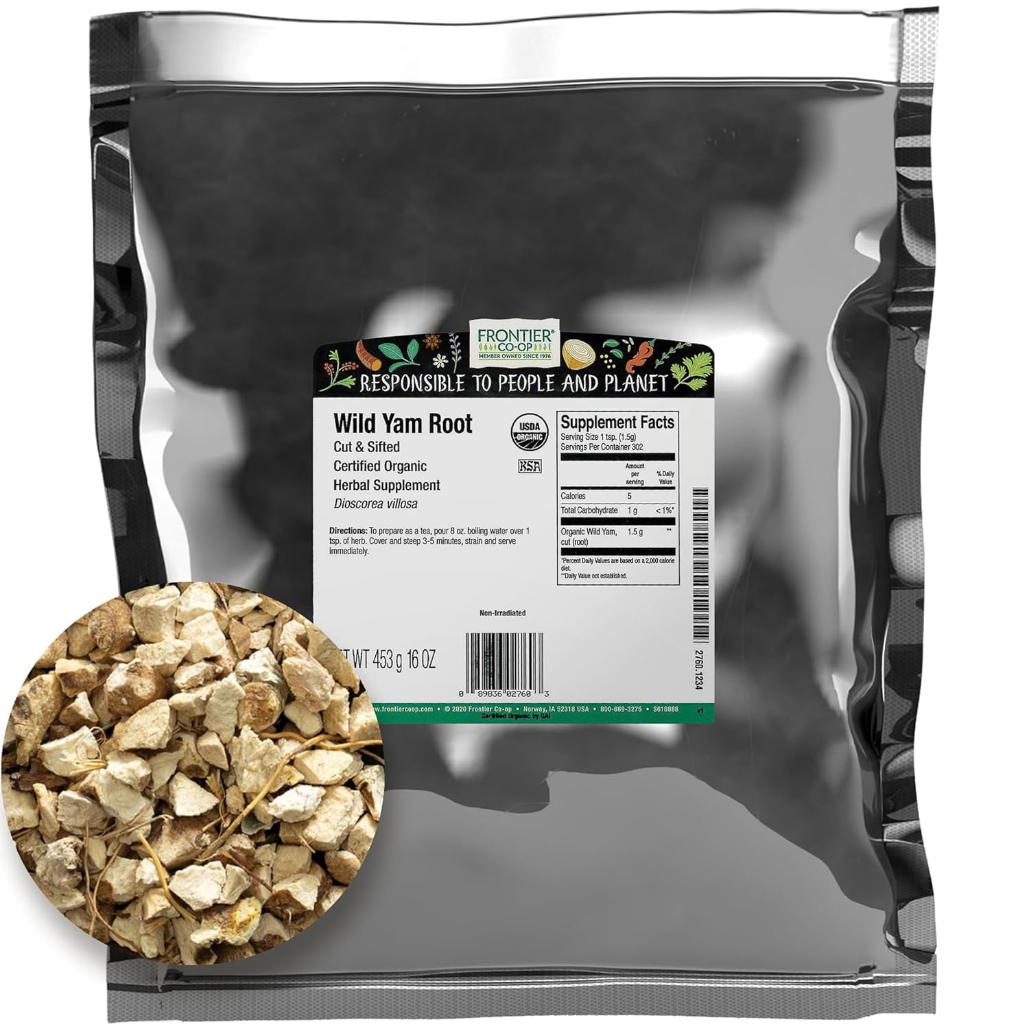 Frontier Co-op Raíz de Ñame Silvestre, Cortada y Tamizada, Ecológica y Kosher | 1 Libra