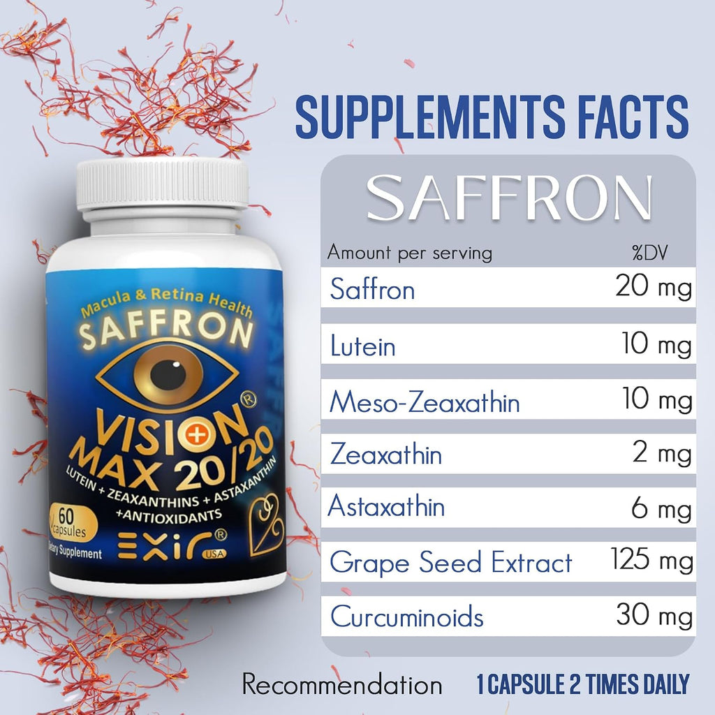 Vision Max 20/20 Suplemento Ocular – Apoyo a la Salud Visual y Confort, 60 Cápsulas