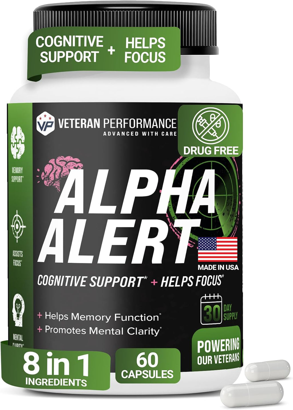 Alpha Alert – Suplemento Nootrópico para Memoria y Enfoque – 60 Cápsulas