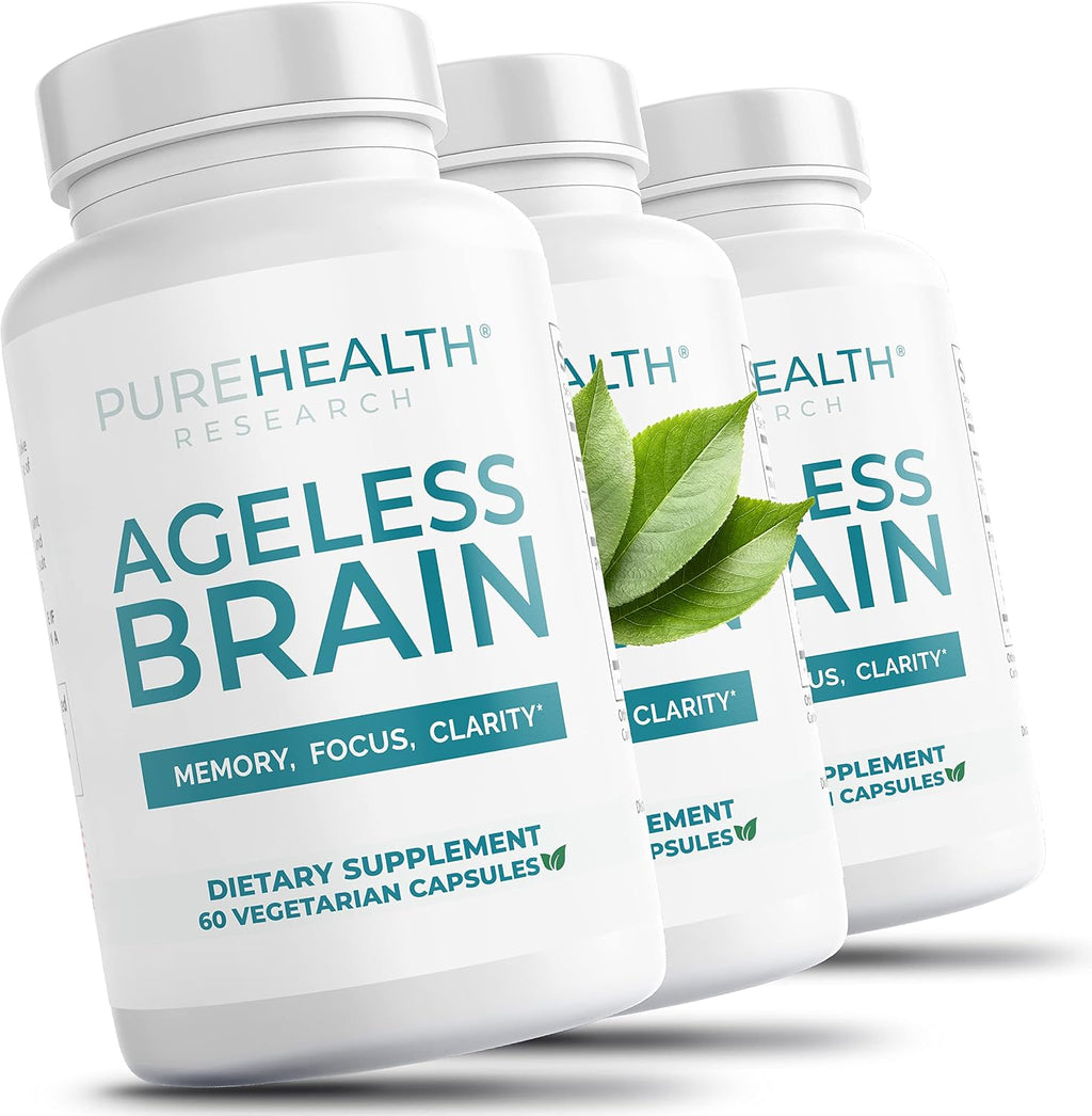 PUREHEALTH RESEARCH Ageless Brain - Suplemento para la Memoria y el Enfoque - 180 Cápsulas