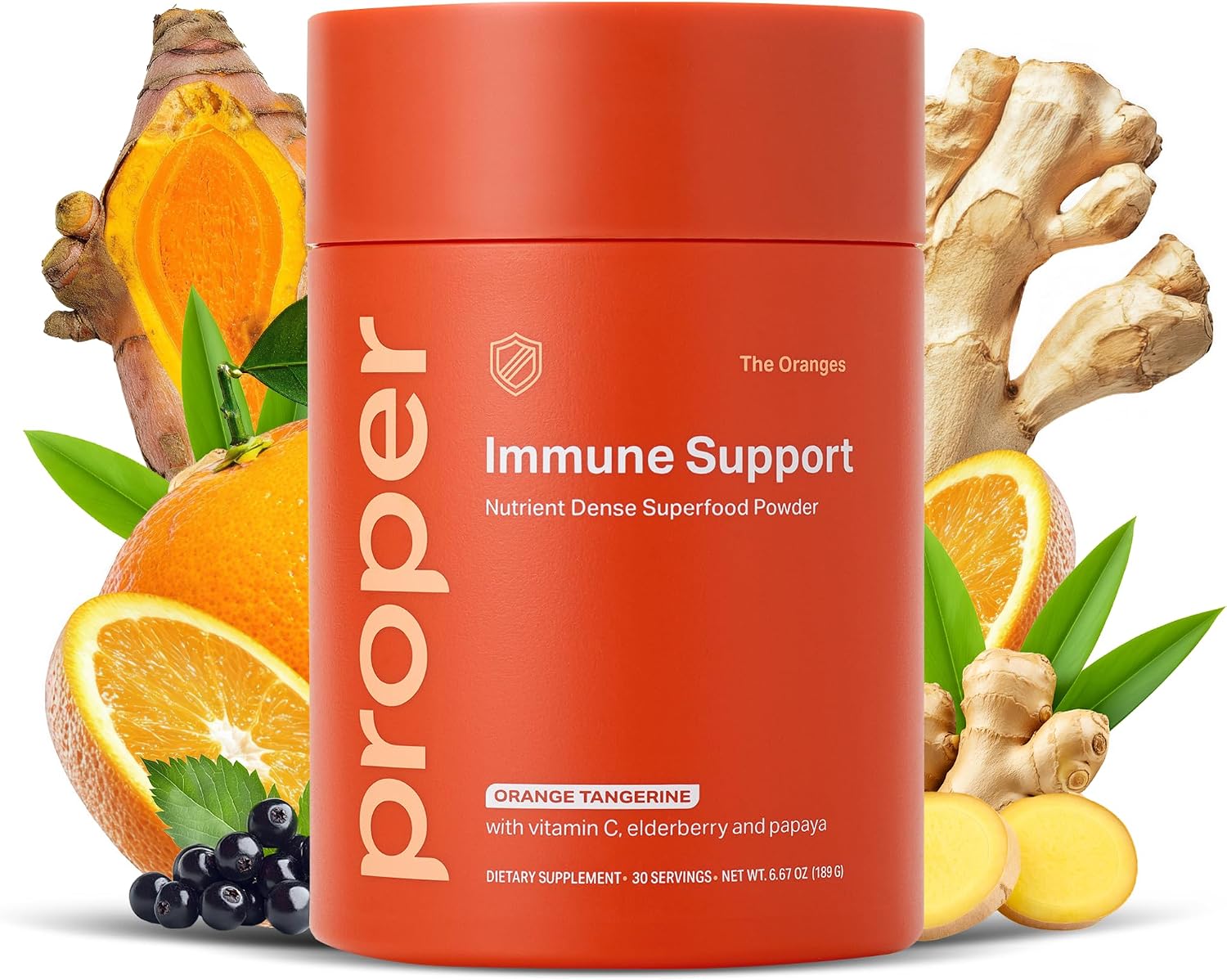 Proper The Oranges - Polvo Superalimento con Vitamina C, Zinc y Probióticos para Apoyo Inmunitario y Salud Digestiva, Sabor Naranja Mandarina