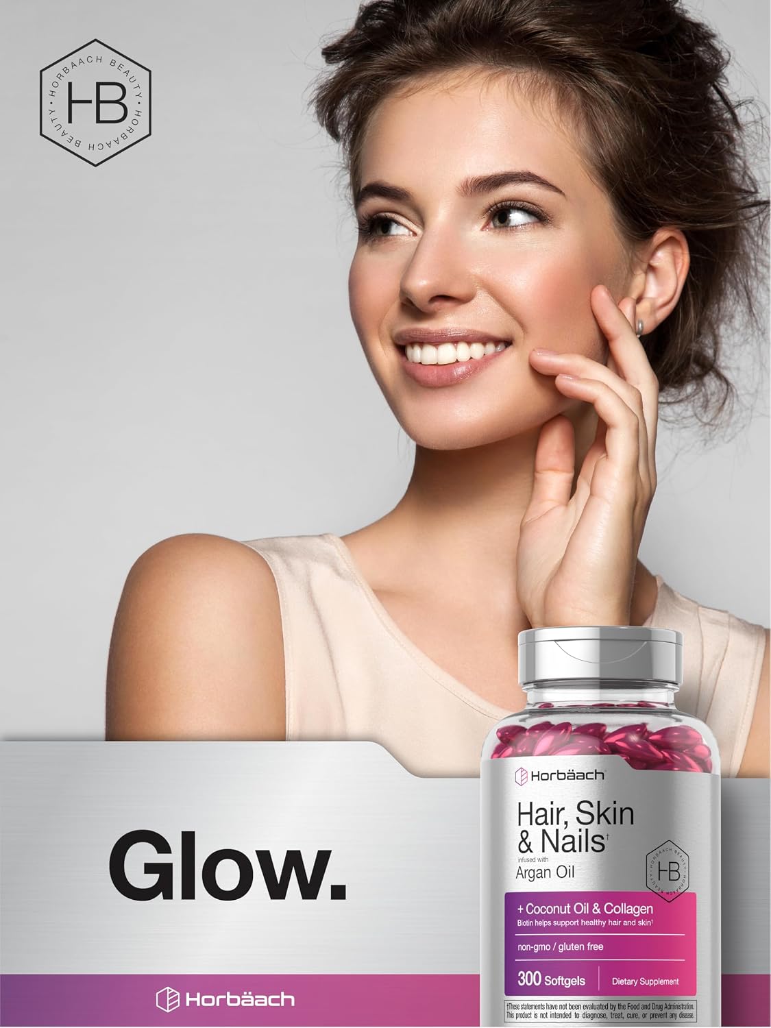 Horbäach Vitaminas para Cabello, Piel y Uñas - 300 Cápsulas Blandas con Biotina y Colágeno