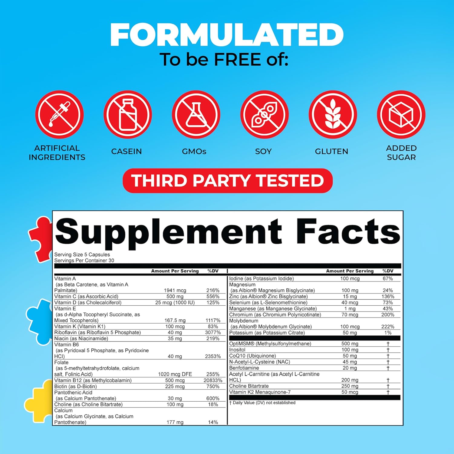 My Spectrum Heroes Multivitamínico Infantil - Acetil-L-carnitina, Colina, Coenzima Q10, Inositol, MSM, MTHF, NAC (150 Cápsulas)