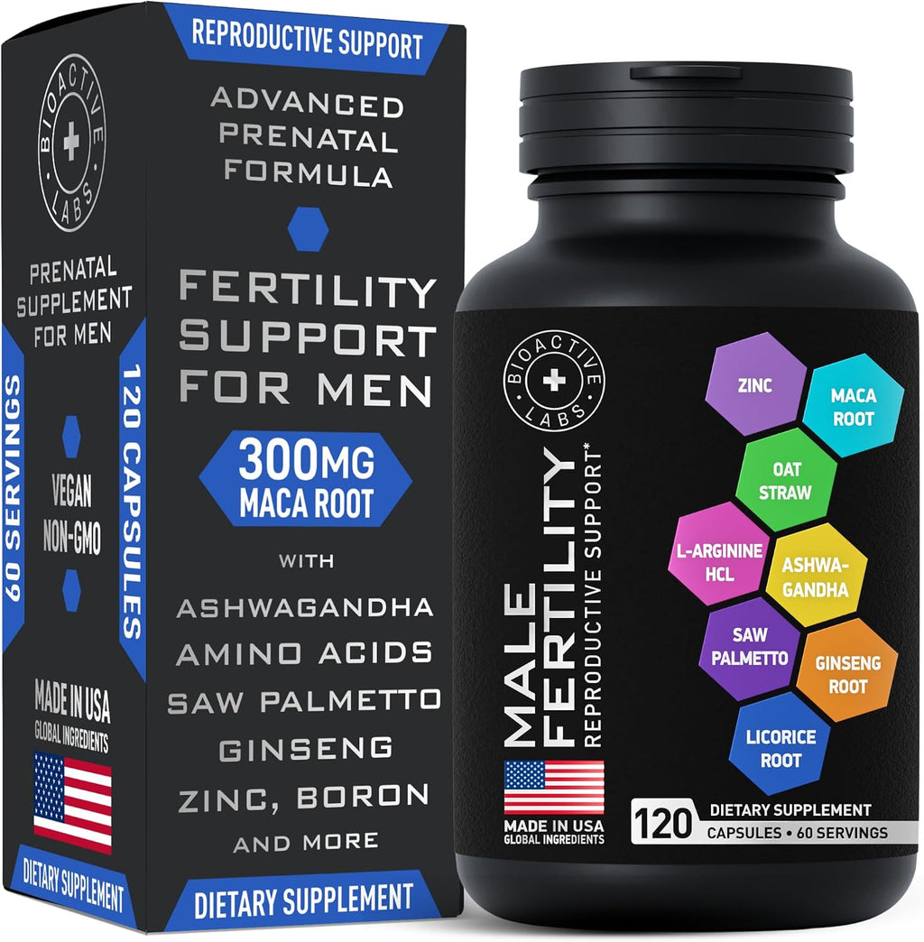 Suplemento de Fertilidad Masculina con Zinc, Maca, Ashwagandha y L-Arginina - 120 Cápsulas
