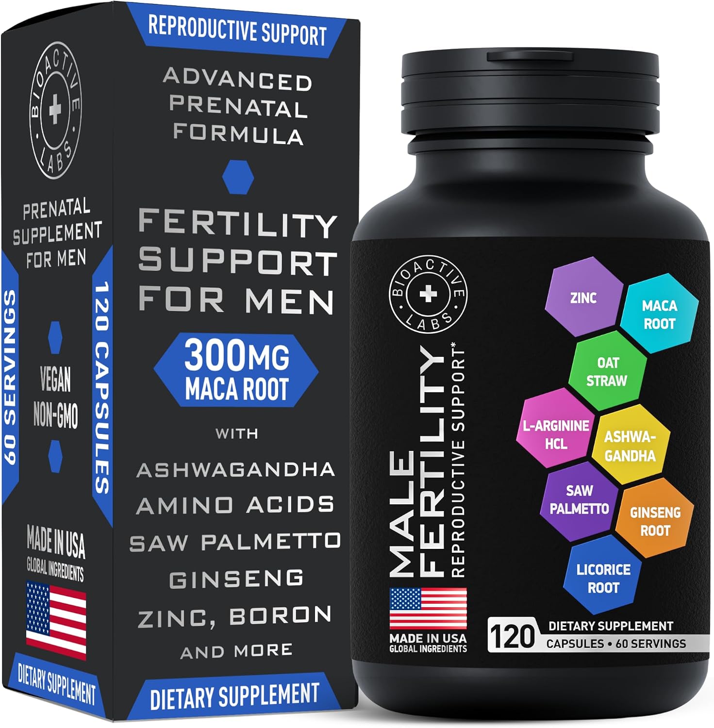 Suplemento de Fertilidad Masculina con Zinc, Maca, Ashwagandha y L-Arginina - 120 Cápsulas