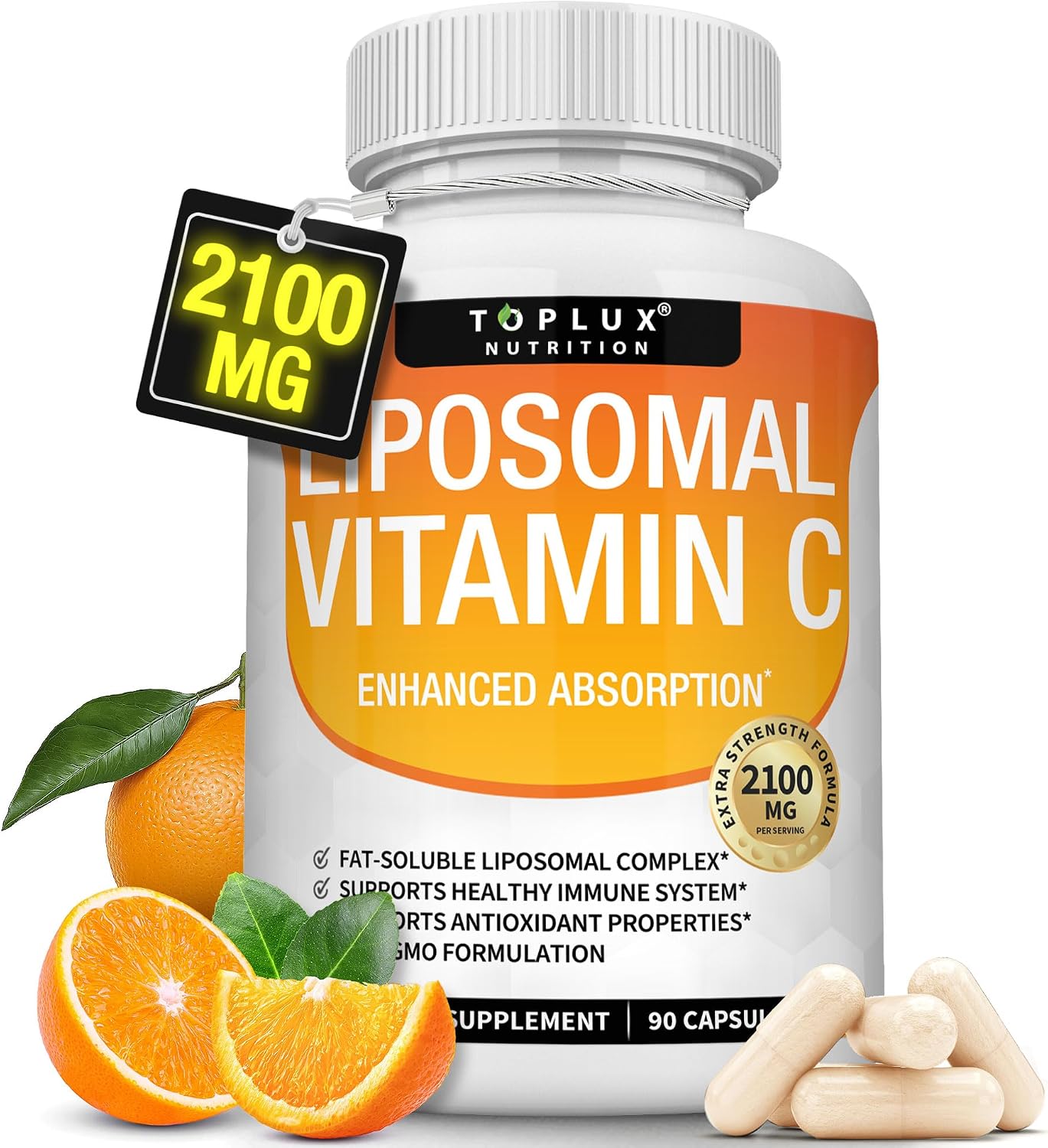 Vitamina C Liposomal 2100 mg - Alta Absorción - Fórmula Vegana - Toplux