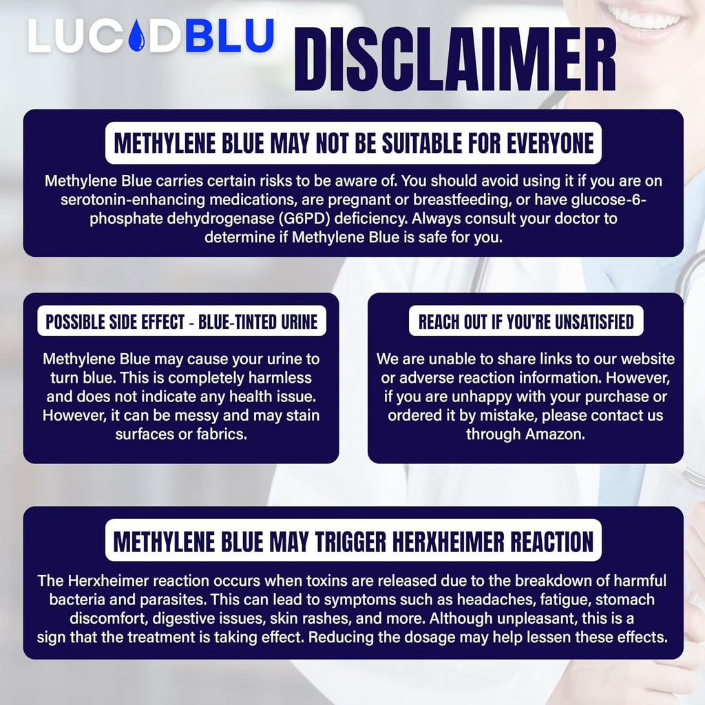 Lucid Blu Cápsulas de Azul de Metileno 10mg con Vitamina C - 99,99% Pureza USP