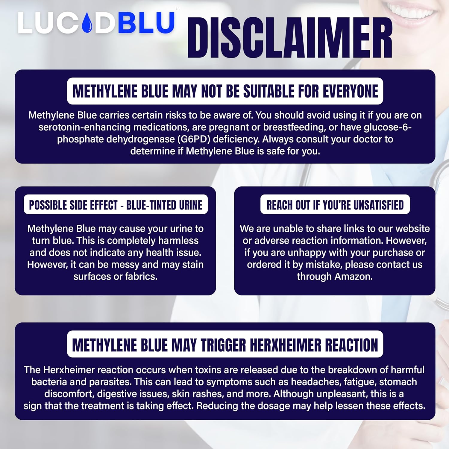 Lucid Blu Cápsulas de Azul de Metileno 10mg con Vitamina C - 99,99% Pureza USP