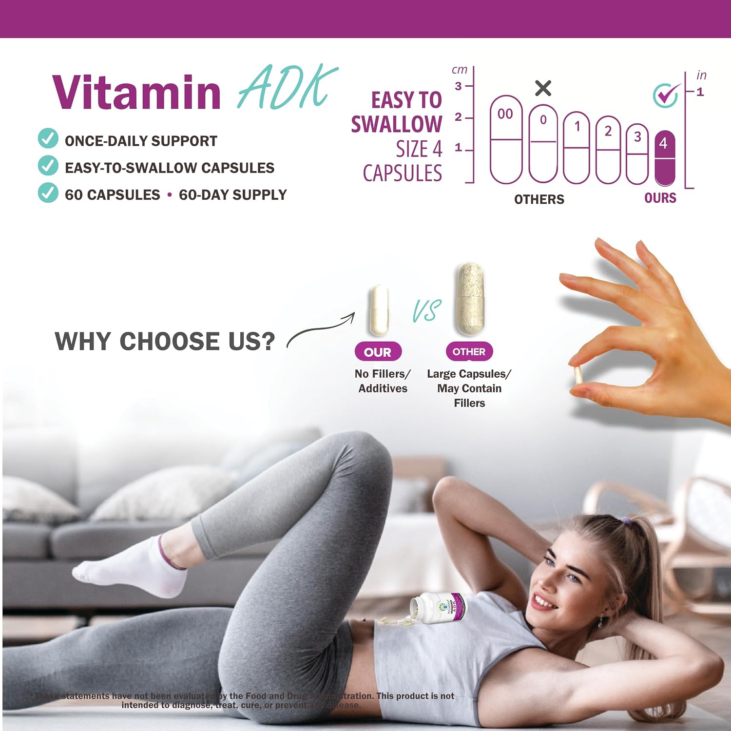 NatureGenX ADK – Vitaminas A, D3 y K2 MK-7 para la Salud Ósea – 60 Cápsulas