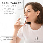 Immune Defense Supplements Vitamina D3 1500 IU, 100 Comprimidos