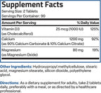 Bronson Calcio 1200 mg con Vitamina D3 1000 UI y Magnesio - Liberación Sostenida, 180 Comprimidos