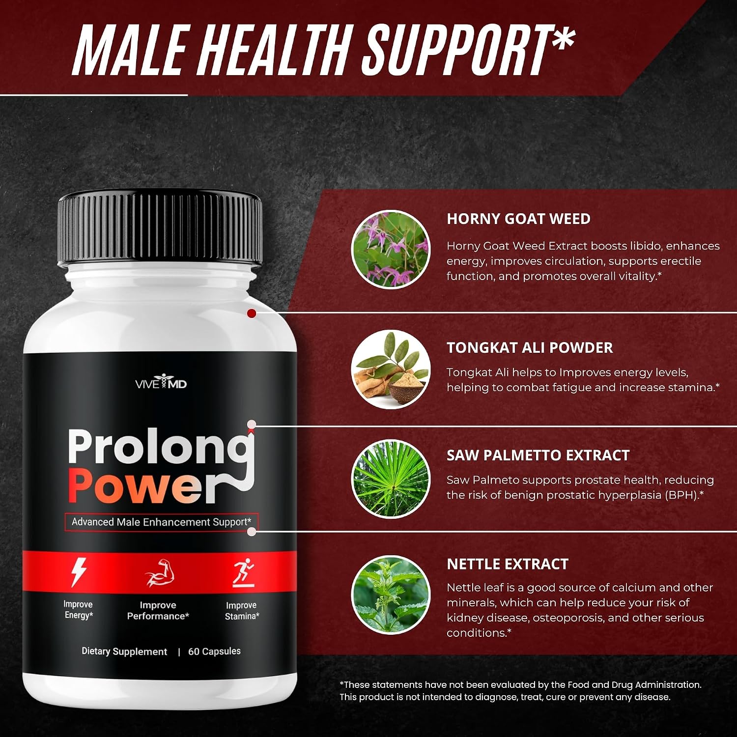 Prolong Power Pills, Suplemento en Cápsulas (60 cápsulas)