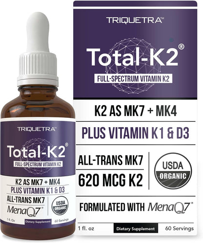 Total K2® - Vitamina K2 MK7 + MK4 + K1 + D3 - 620 mcg - Vegano Orgánico (Líquido 30 ml) – Image 1