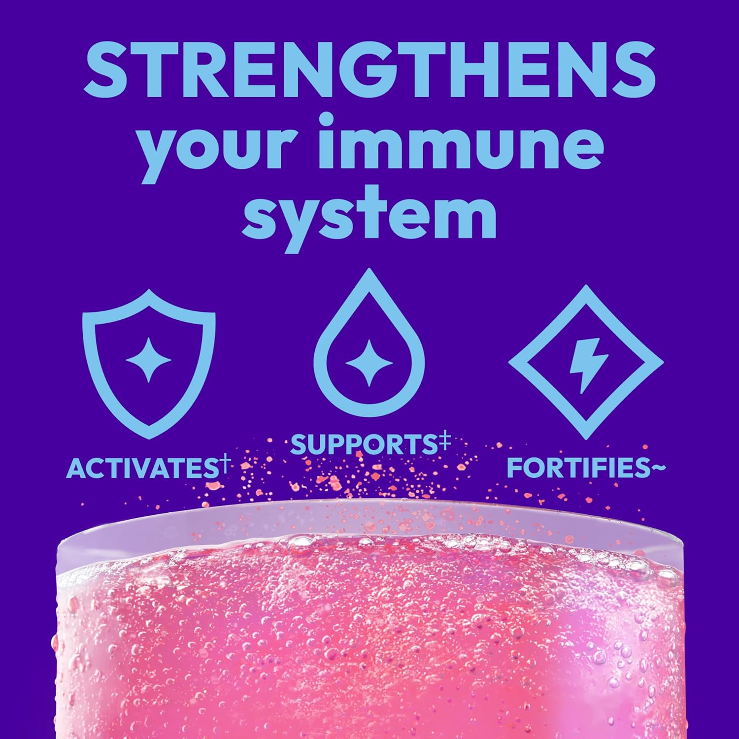 Emergen-C Immune+ Triple Action Polvo para Sistema Inmune, BetaVia, 1000mg Vitamina C, Vitaminas B, Vitamina D, Zinc y Antioxidantes, Frambuesa – 30 Sobres