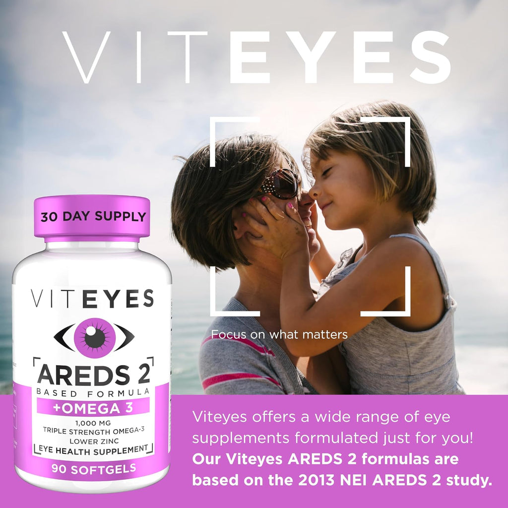 Viteyes AREDS 2 + Omega-3 Fórmula para la Salud Macular, Cápsulas Blandas, Omega-3 Triple Fuerza (650 mg EPA, 350 mg DHA), 90 Cápsulas