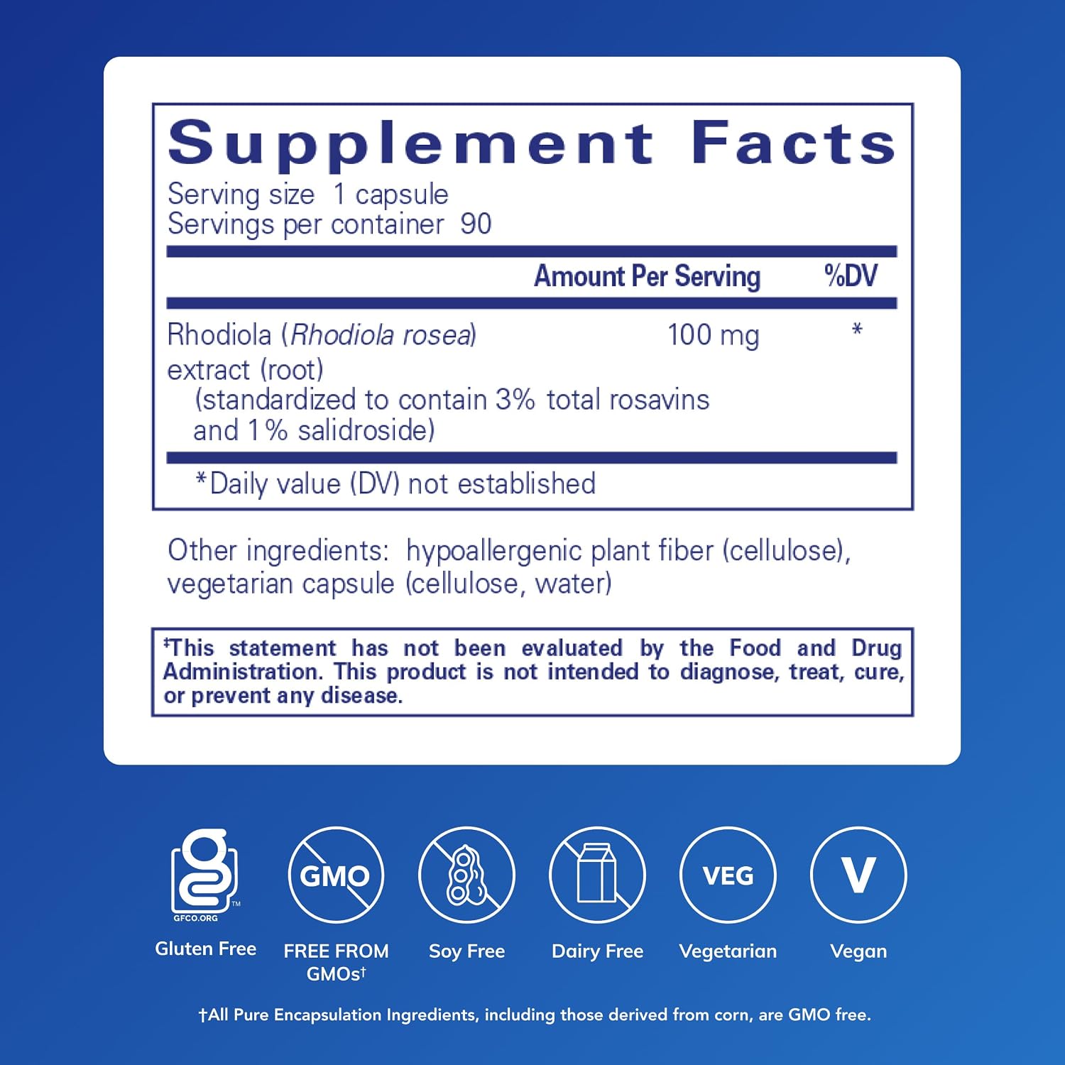 Pure Encapsulations Rhodiola Rosea - Adaptógeno para el Estrés Ocasional - 90 Cápsulas