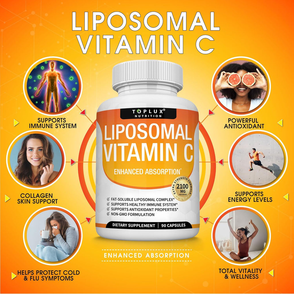 Vitamina C Liposomal 2100 mg - Alta Absorción - Fórmula Vegana - Toplux