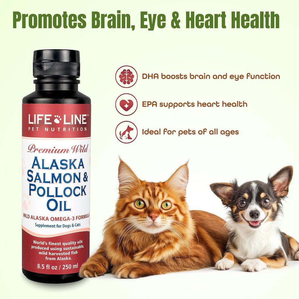 Lifeline Aceite de Salmón y Abadejo de Alaska Salvajes para Perros y Gatos - 250 ml