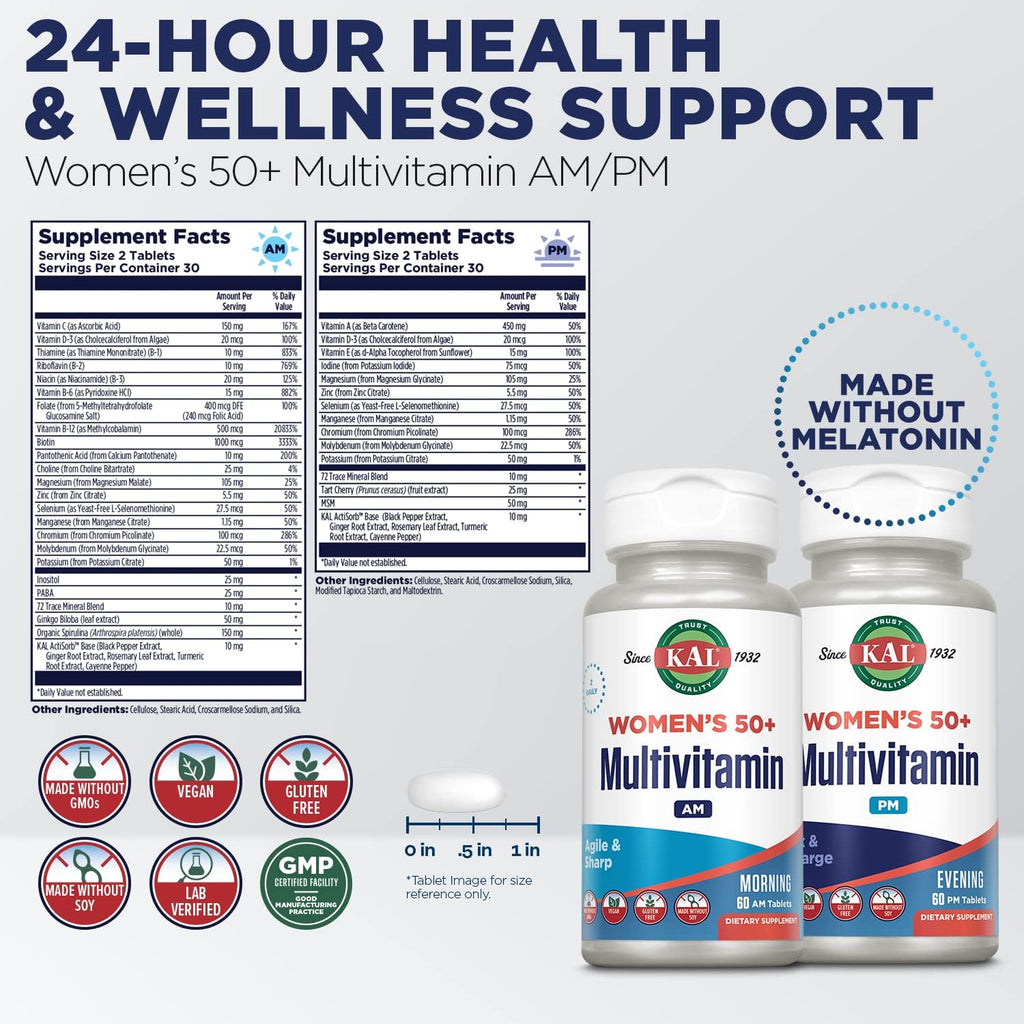 KAL Plus Multivitamínico 2 en 1 para Mujeres 50+ - 120 Comprimidos