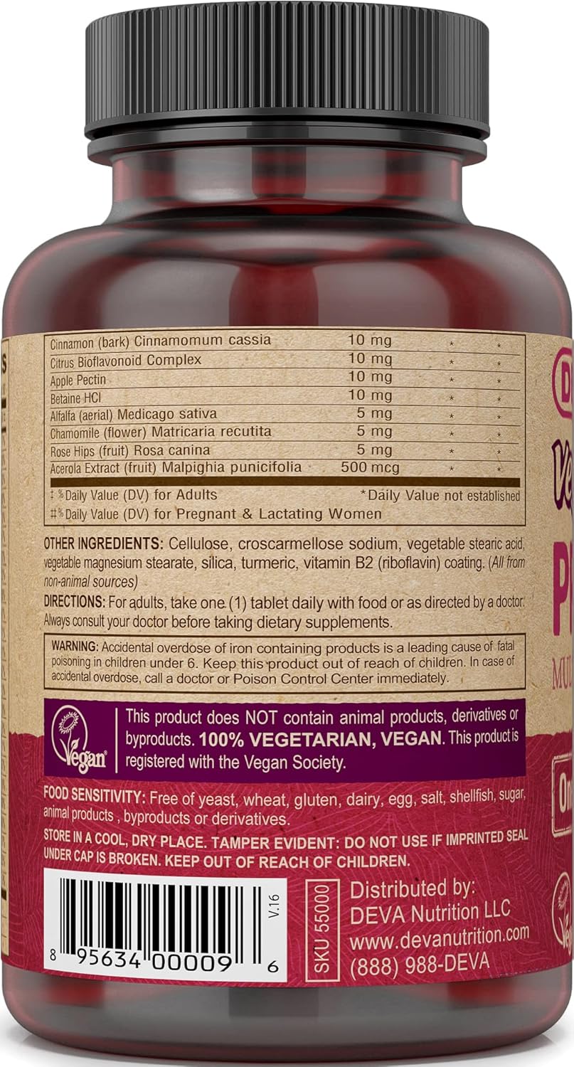 DEVA Multivitamínico y Mineral Prenatal Vegano - Una Tableta al Día - 90 Comprimidos Vegetarianos - Pack de 2