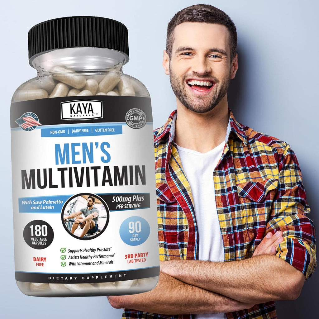 Kaya Naturals Multivitamínico para Hombres - Complejo Multivitamínico y Mineral - Apoyo Prostático - 180 Cápsulas Vegetales