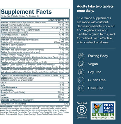 True Grace Multivitamínico Diario para Hombres 50+ – 60 Comprimidos – Apoyo Inmunológico, Energía, Longevidad y Memoria – – Image 2