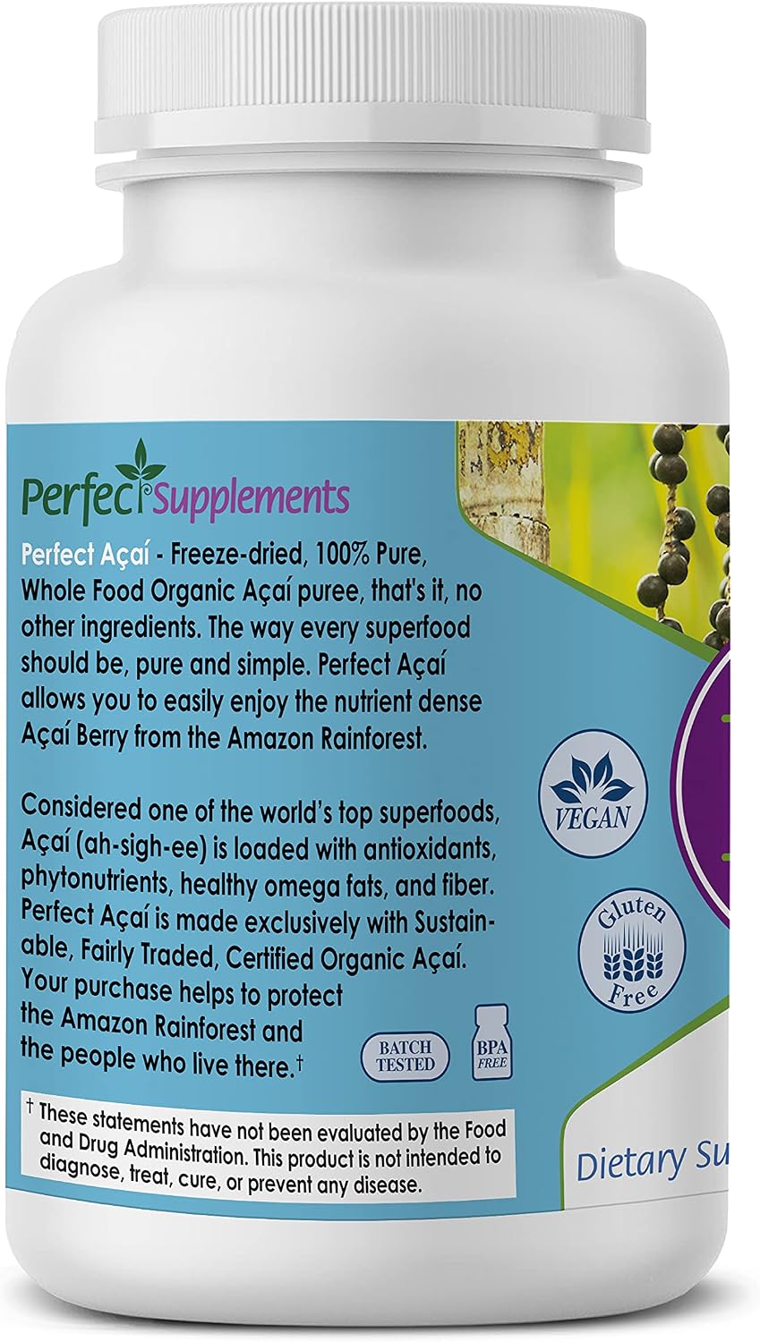 Perfect Acai – 120 Cápsulas – Suplemento Orgánico de Bayas de Acai Liofilizadas