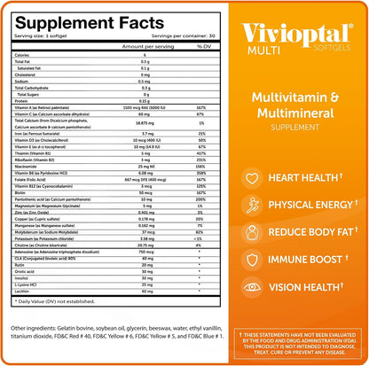 Vivioptal Multi 30 Cápsulas Blandas - – Vitamina A: Contribuye al mantenimiento de la visión normal y al – Image 6
