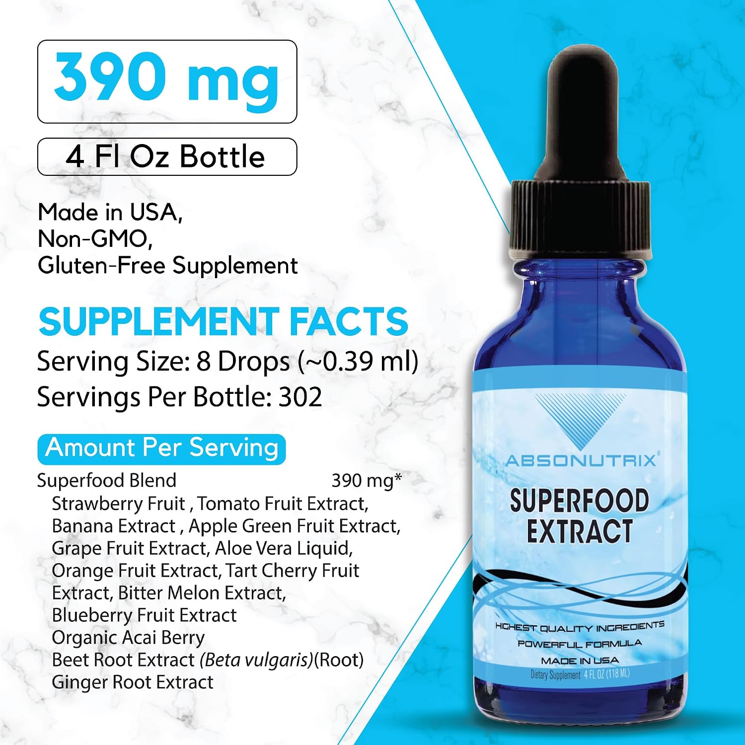 Absonutrix Superfood Extract 390 mg, 118 ml (4 oz) Líquido, 302 Dosis