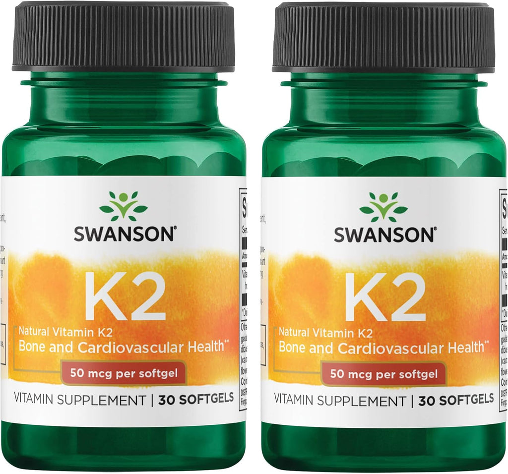 Swanson Vitamina K2 (Menaquinona-7) 50 mcg, 30 Cápsulas Blandas (Paquete de 2)