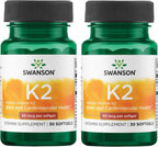Swanson Vitamina K2 (Menaquinona-7) 50 mcg, 30 Cápsulas Blandas (Paquete de 2)