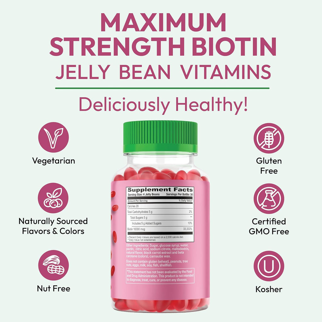 Human Beanz Biotina 10.000mcg Gominolas - 120 Unidades Sabor Fresa
