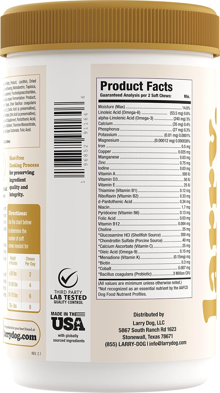 Multivitamínico 8-en-1 para Perros Larry | 120 Chewables Blandos