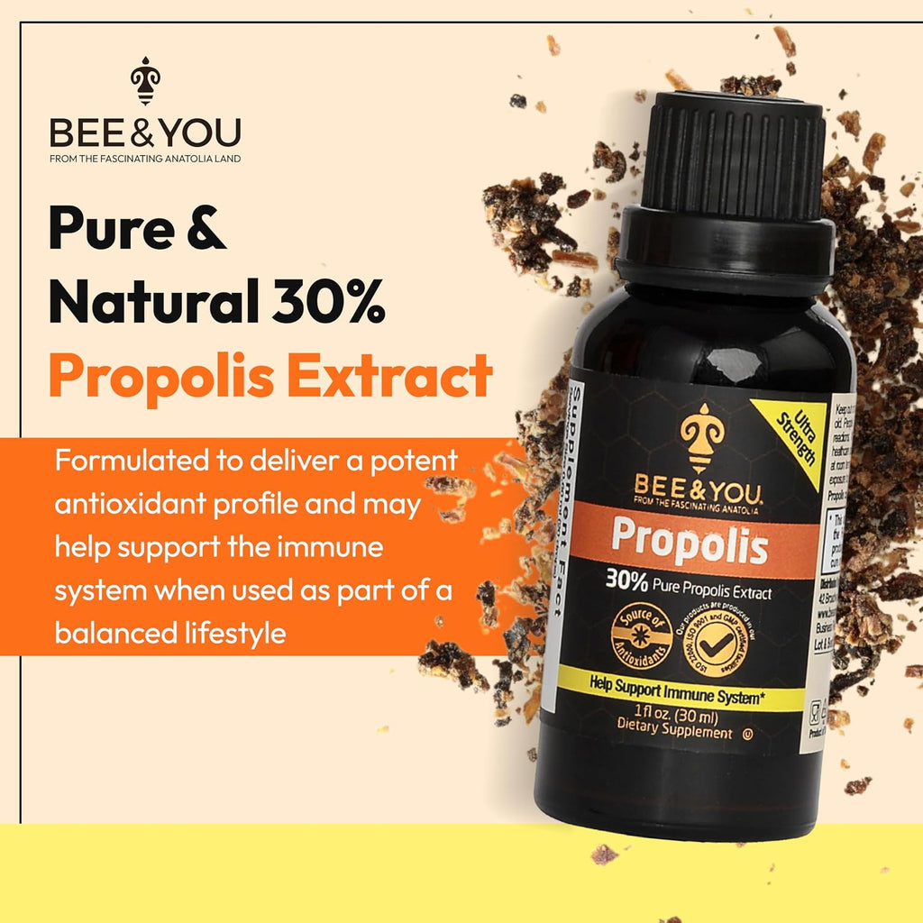BEE & YOU Extracto Líquido de Propóleo en Gotas, 30% Propóleo, Ultra Puro, 30 ml