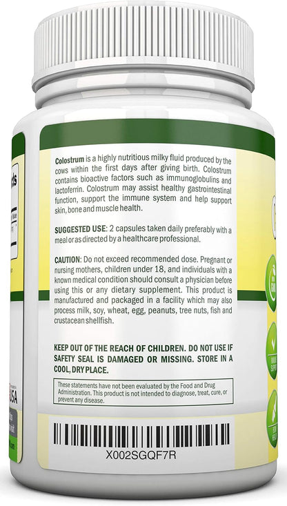 NutriONN Calostro - 1000mg - 120 Cápsulas - 30% IgG - Lácteo no OGM de EE.UU. - Primer Ordeño - Procesado a Baja Temperatura – Image 3