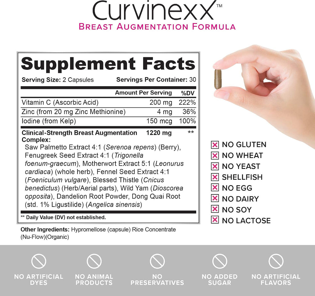 Curvinexx Suplemento Natural para el Realce y Firmeza del Busto (3 Botellas)