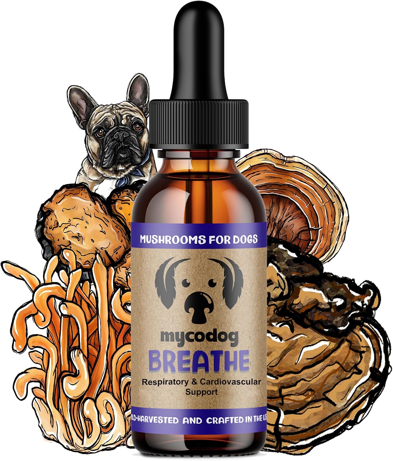 MycoDog Breathe - Gotas para Alergias Caninas, 60 ml: Extractos de Hongos y Ashwagandha | Apoyo Respiratorio