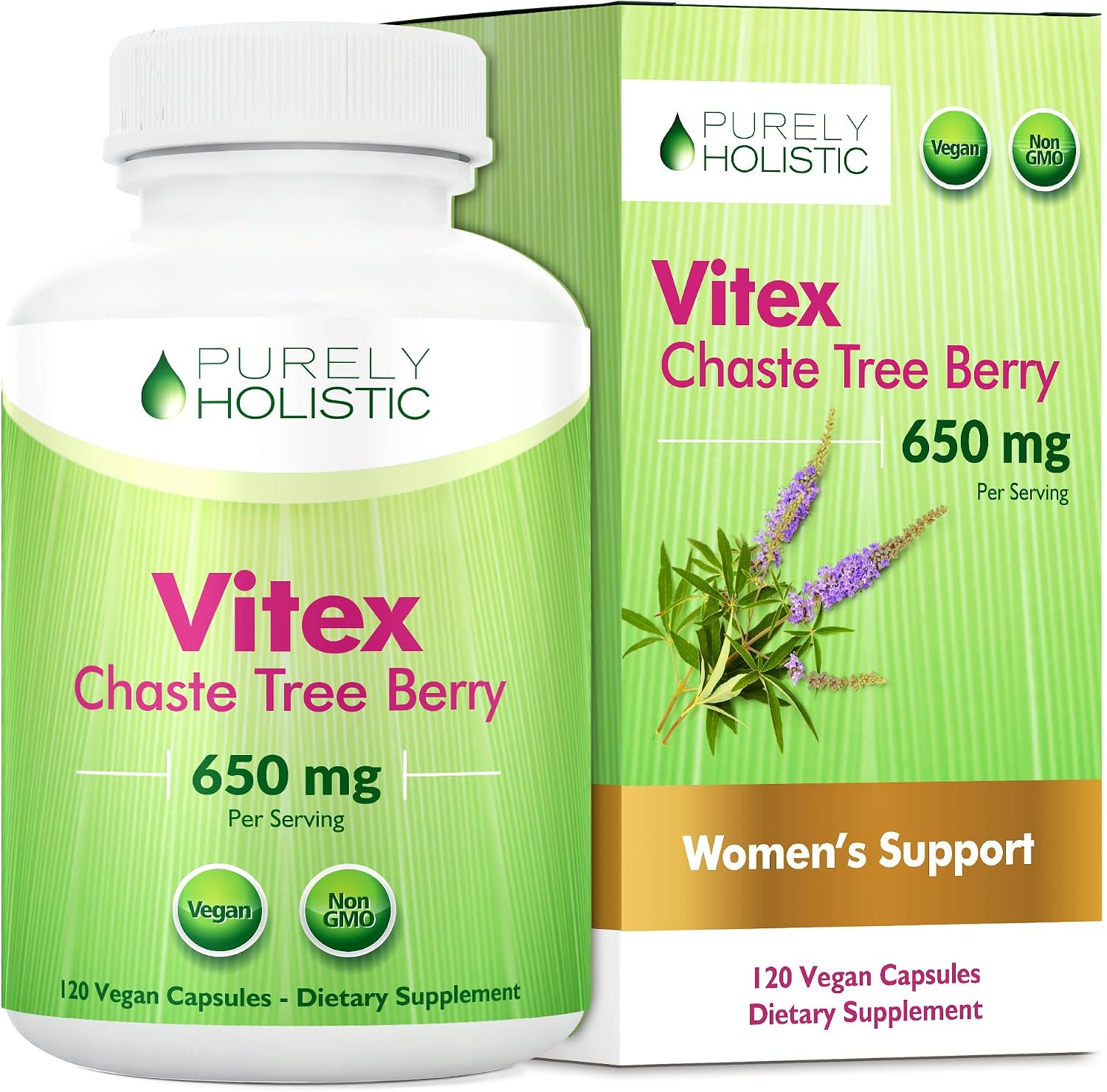 Purely Holistic Vitex 650mg - 120 Cápsulas Veganas