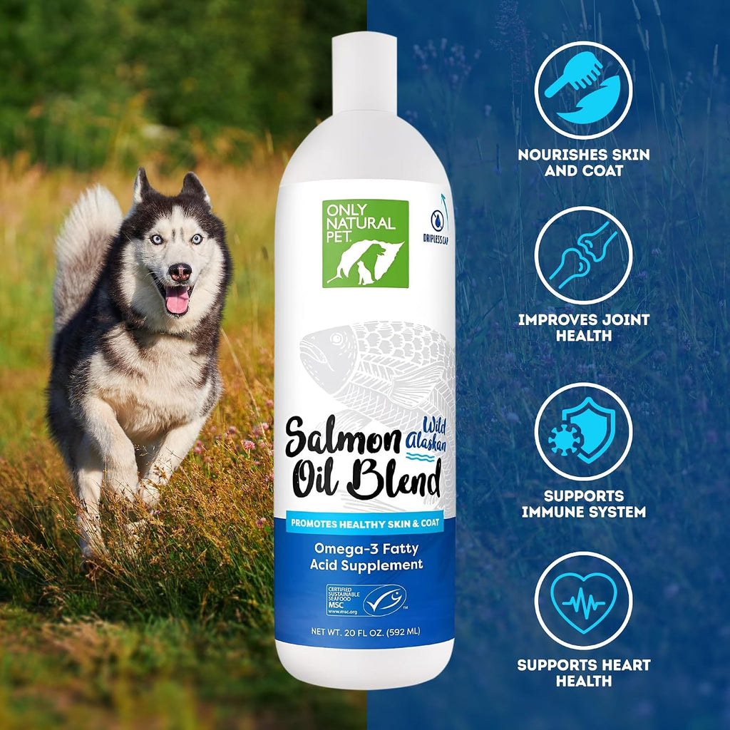 Only Natural Pet Aceite de Salmón Salvaje de Alaska para Perros y Gatos - Omega 3 y 6 - EPA y DHA - 591 ml (Pack de 2)