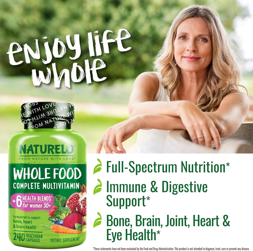 NATURELO Multivitamínico para Mujeres 50+ Sin Hierro - 240 Cápsulas Veganas