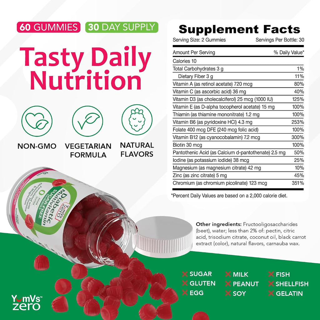 YUM-V'S Multivitamin Gummies Sin Azúcar – Gomitas Multivitamínicas Keto-Friendly – 60 Unidades