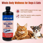 Life Line Aceite de Salmón para Mascotas | Omega-3 EPA DHA para Perros y Gatos | Apoya la Piel, Pelaje, Cerebro y Corazón | Filtrado en Frío – 946 ml