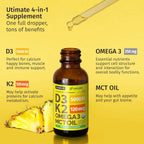 Vitamina D3 K2 Orgánica en Gotas con Aceite MCT y Omega 3 - 5000 UI - 2 Pack