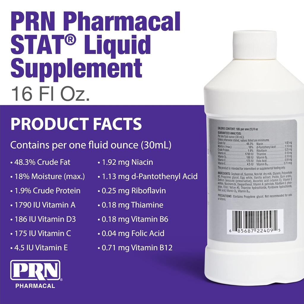PRN Pharmacal STAT - Complemento Nutricional Hipercalórico - Ayuda a Restaurar Hidratación y Nutrición - Con Vitaminas A, D3, C, E y Más - Sabor Vainilla - 473 ml