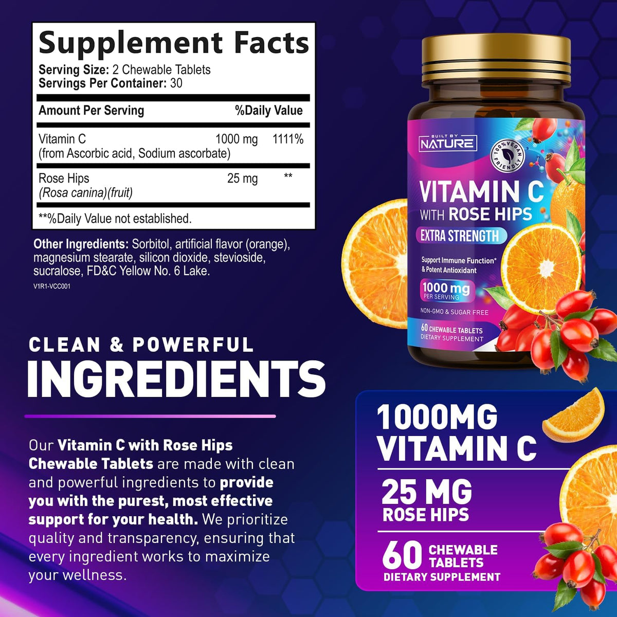 Built by Nature Vitamina C Masticable con – Sabor a naranja natural: Proporciona un gusto agradable sin azúcares – Image 8