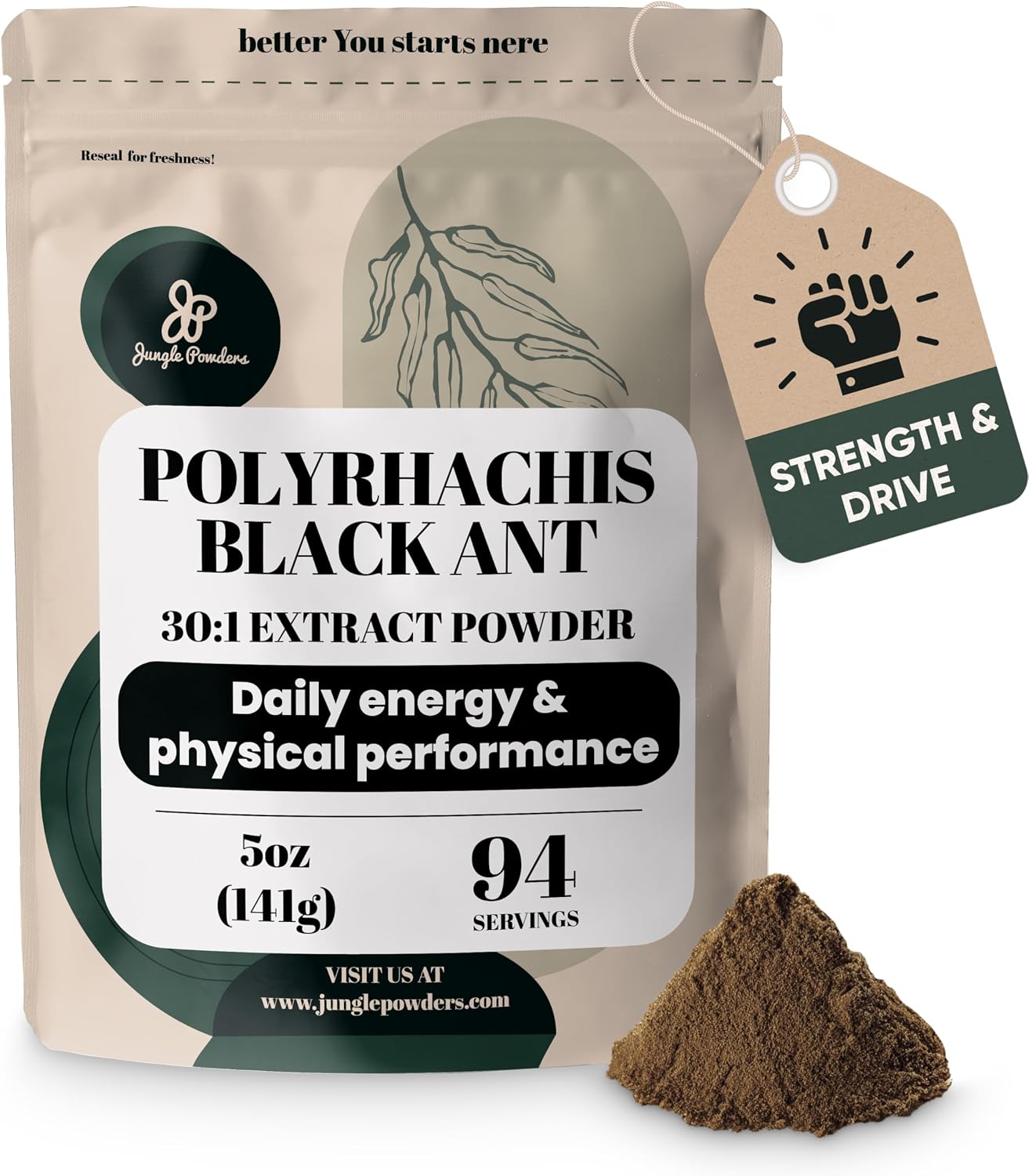 Jungle Powders Black Ant Extract Powder 30:1 – 141 g (5 oz), 94 raciones