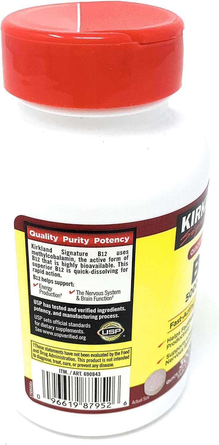 Kirkland Signature B-12 de disolución rápida 5000 mcg, 300 tabletas