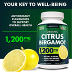 Citrus Bergamot Supplement – 150:1 Extract, 1200mg per Serving, 70% Polyphenols, Italian Sourced, 60 Count, 1 Month Supply, Made in the USA